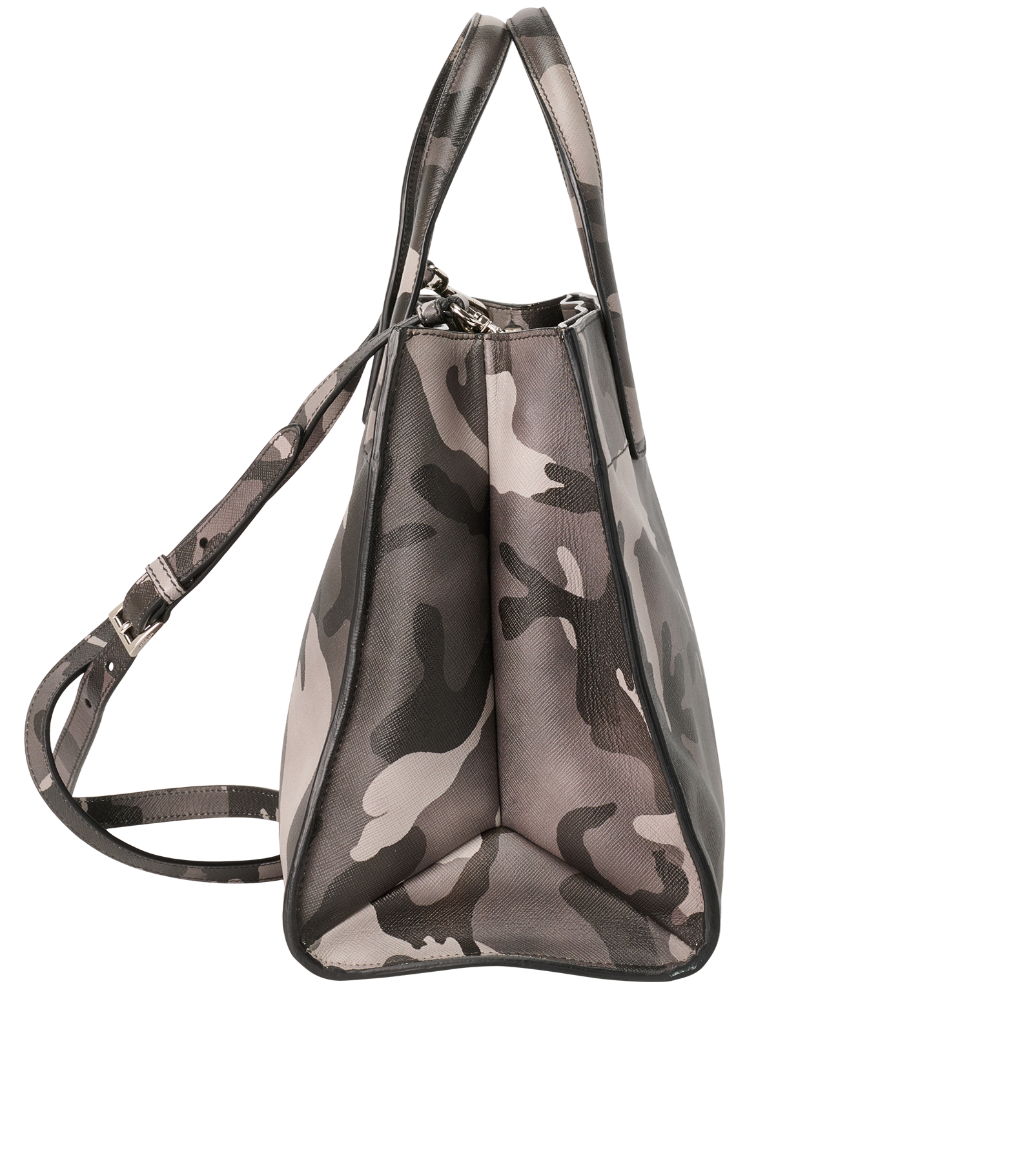 Triple Pocket Tote, &pound;495, Handbags, Black/Grey, Leather, Side view